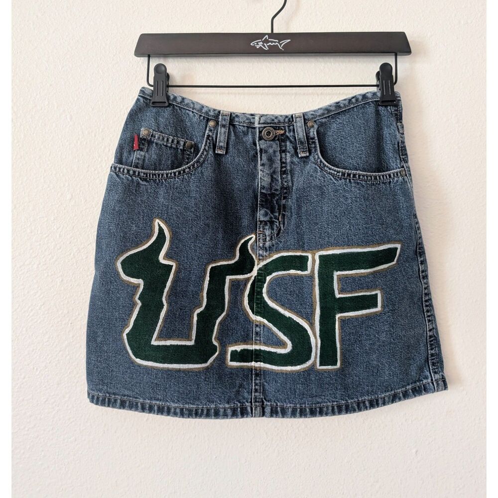 Hydraulic USF South Florida Bulls Denim Mini Skirt 3/4 Y2K Horns Up